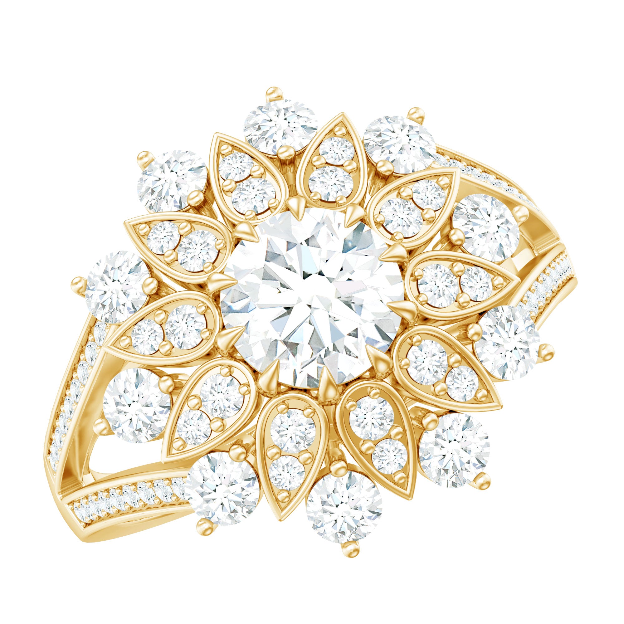 Rosec Jewels-Certified Lab Grown Diamond Flower Engagement Ring for Her