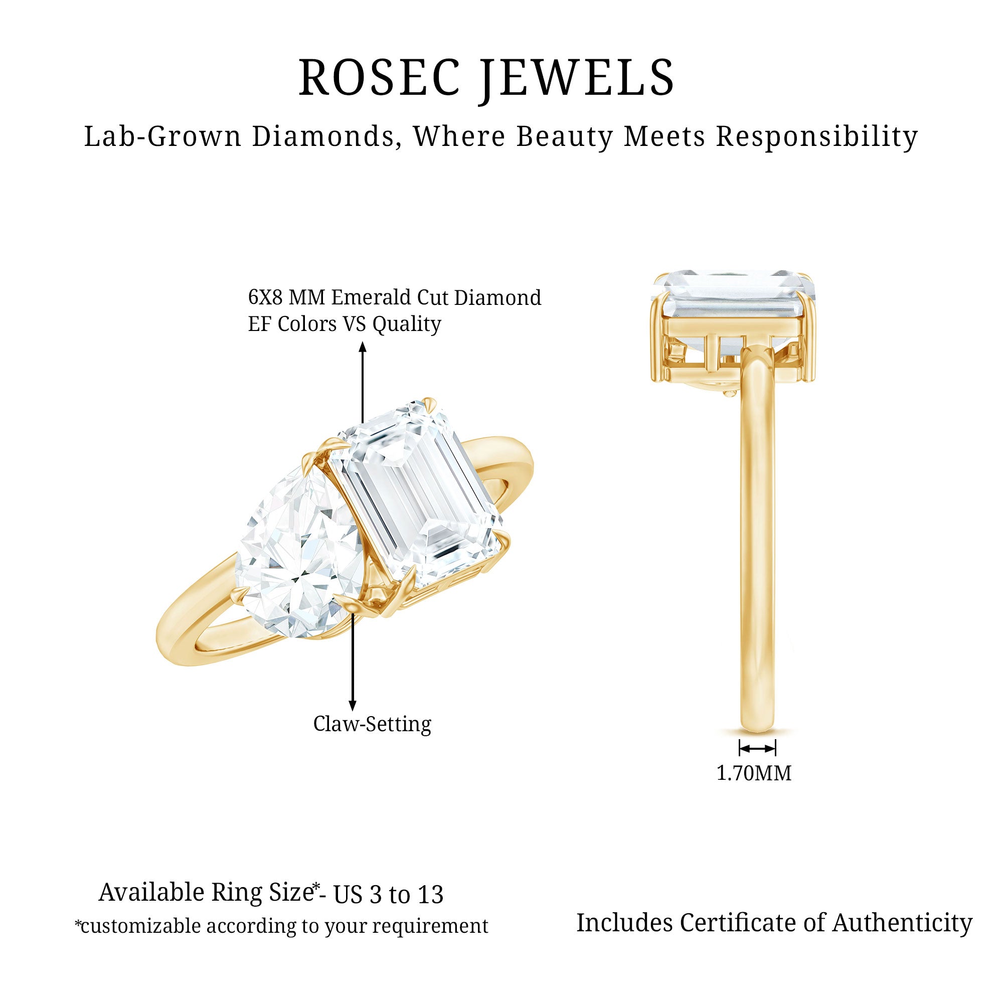 Rosec Jewels-Lab Created Diamond Moi Et Toi Engagement Ring for Women