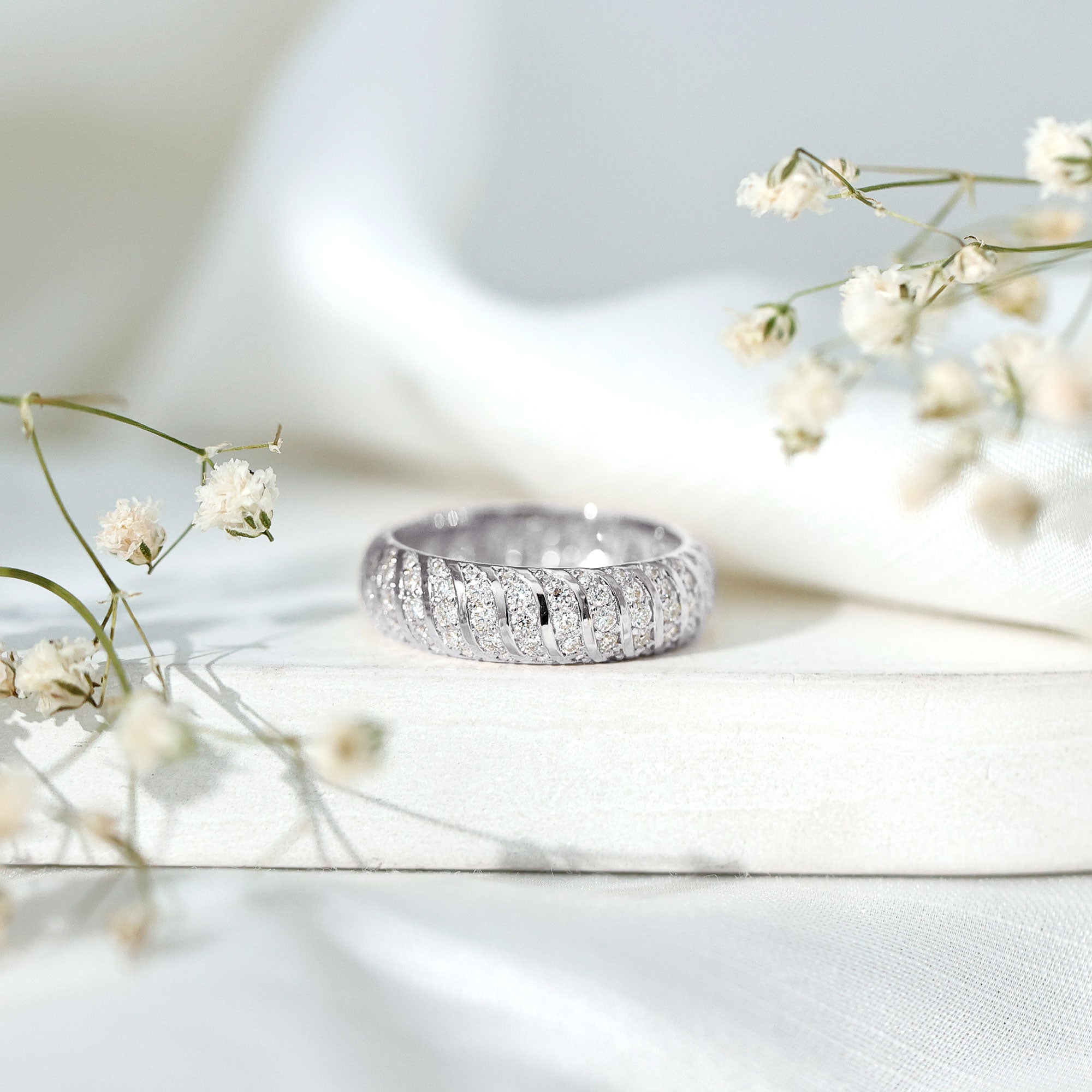 Rosec Jewels-Certified Lab Grown Diamond Wide Wedding Band for Women