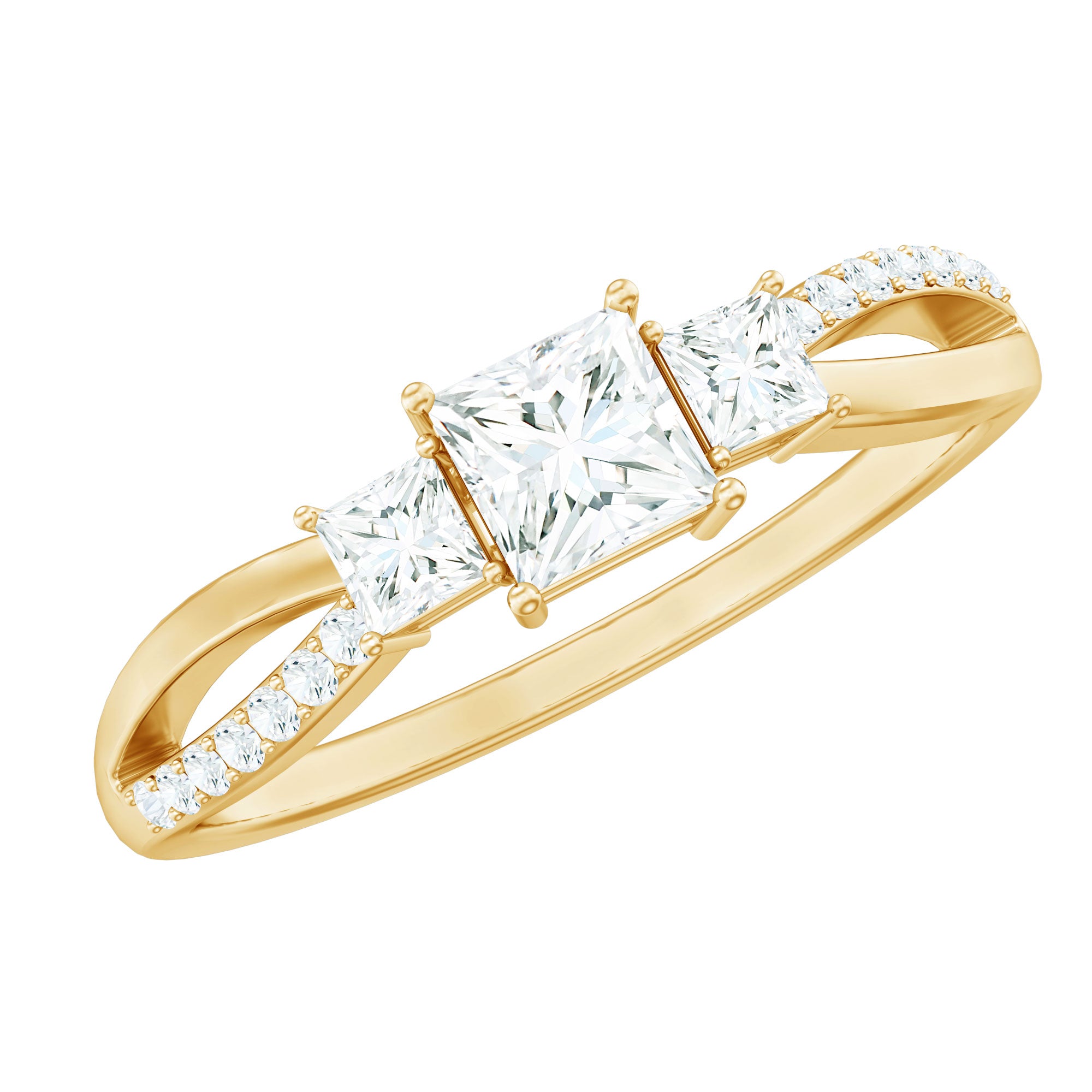 Rosec Jewels-Lab Grown Diamond Three Stone Promise Ring With Split Shank
