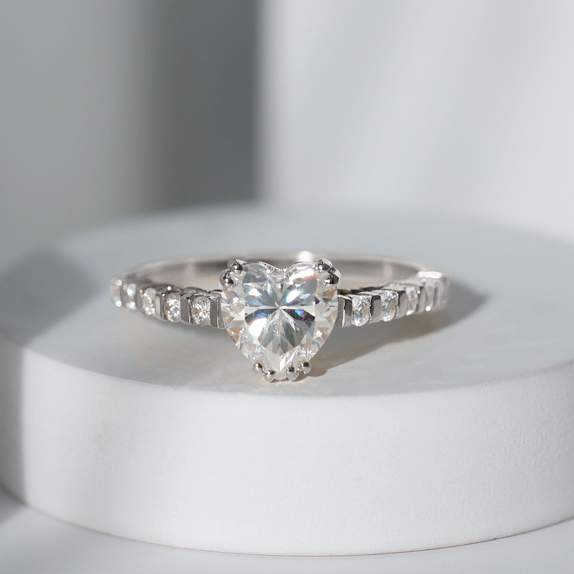 Rosec Jewels-Certified 8 MM Lab Grown Diamond Heart Engagement Ring for Her
