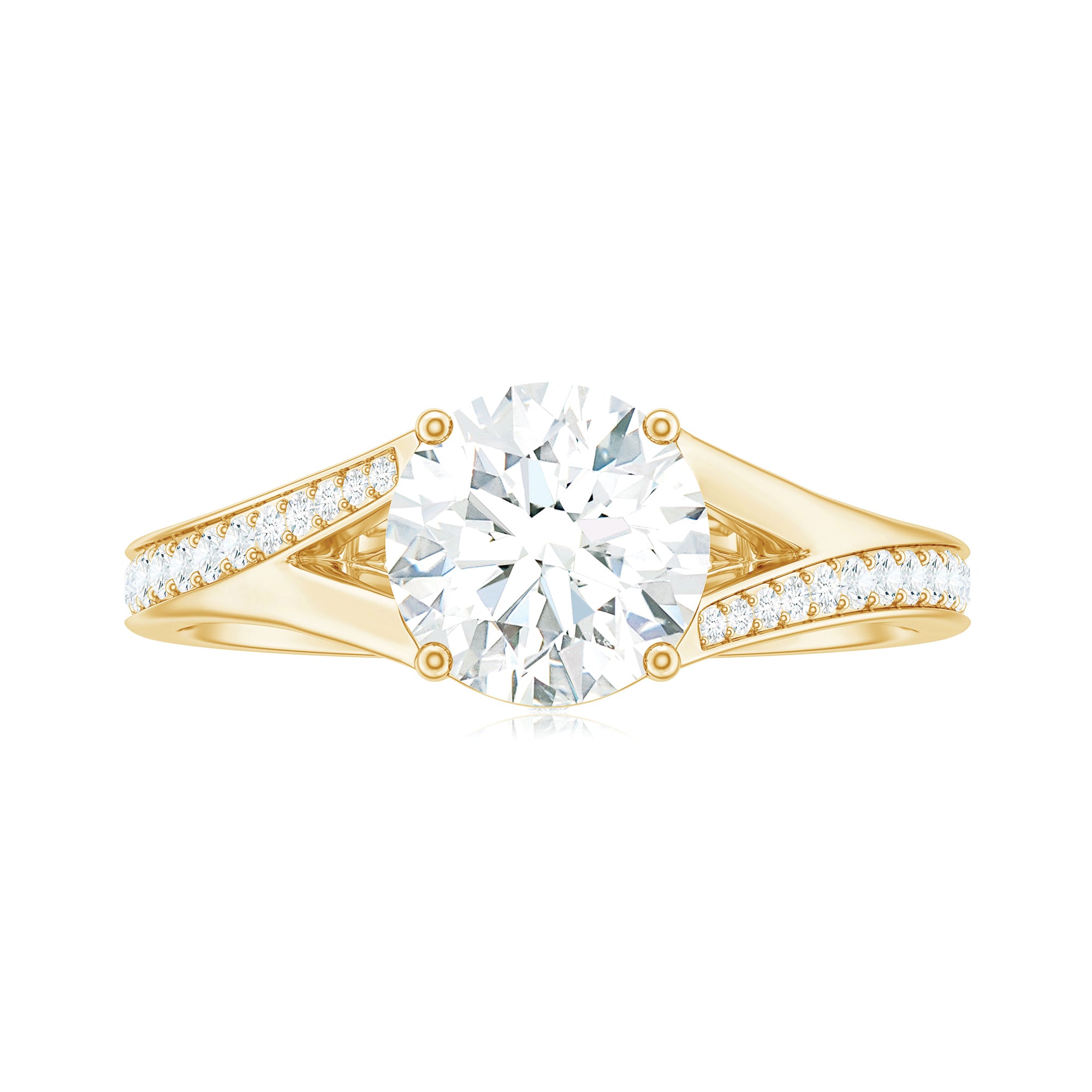 Rosec Jewels-4 Prong Lab Grown Diamond Solitaire Engagement Ring with Split Shank