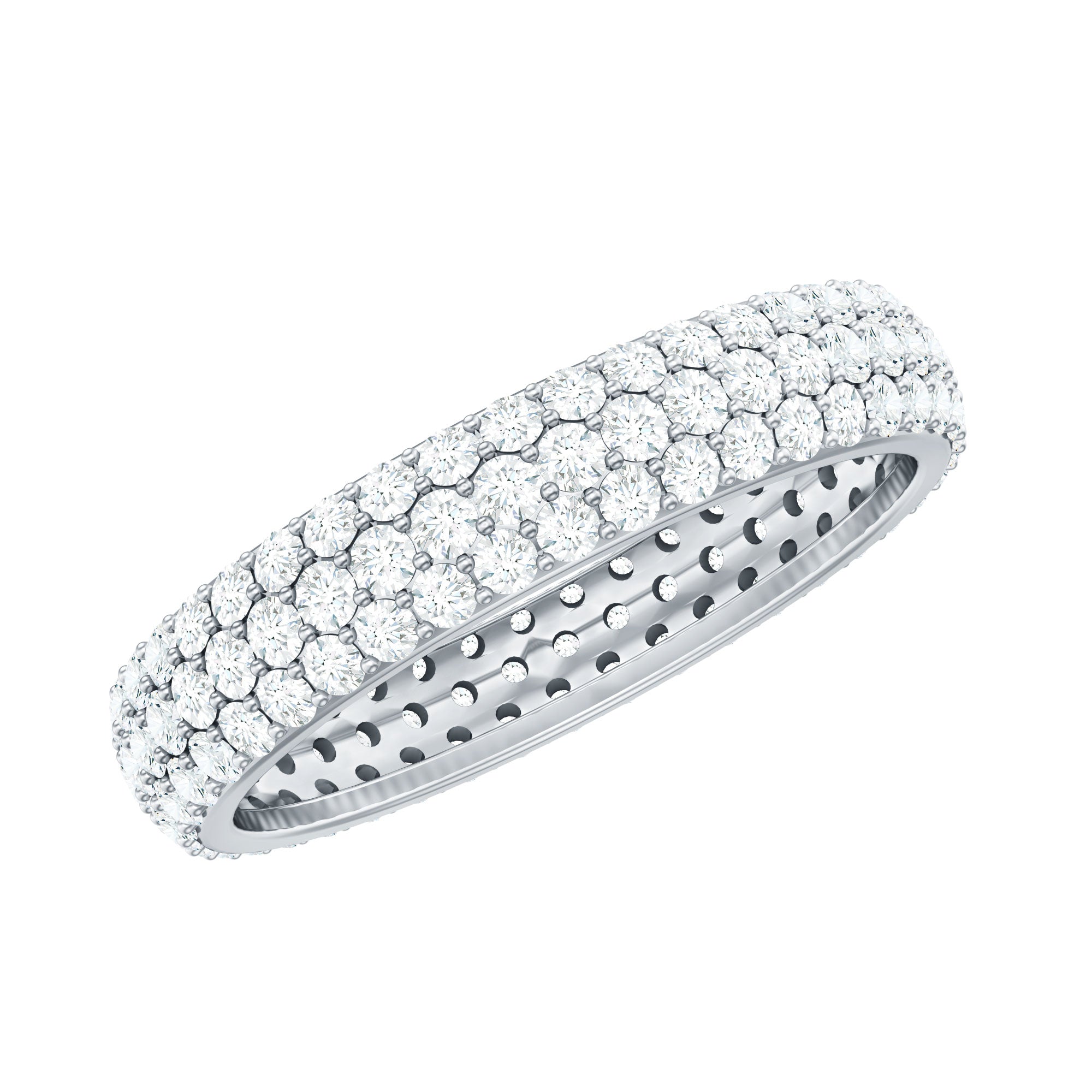 Rosec Jewels-Lab Grown Diamond 3 Row Wedding Band For Women