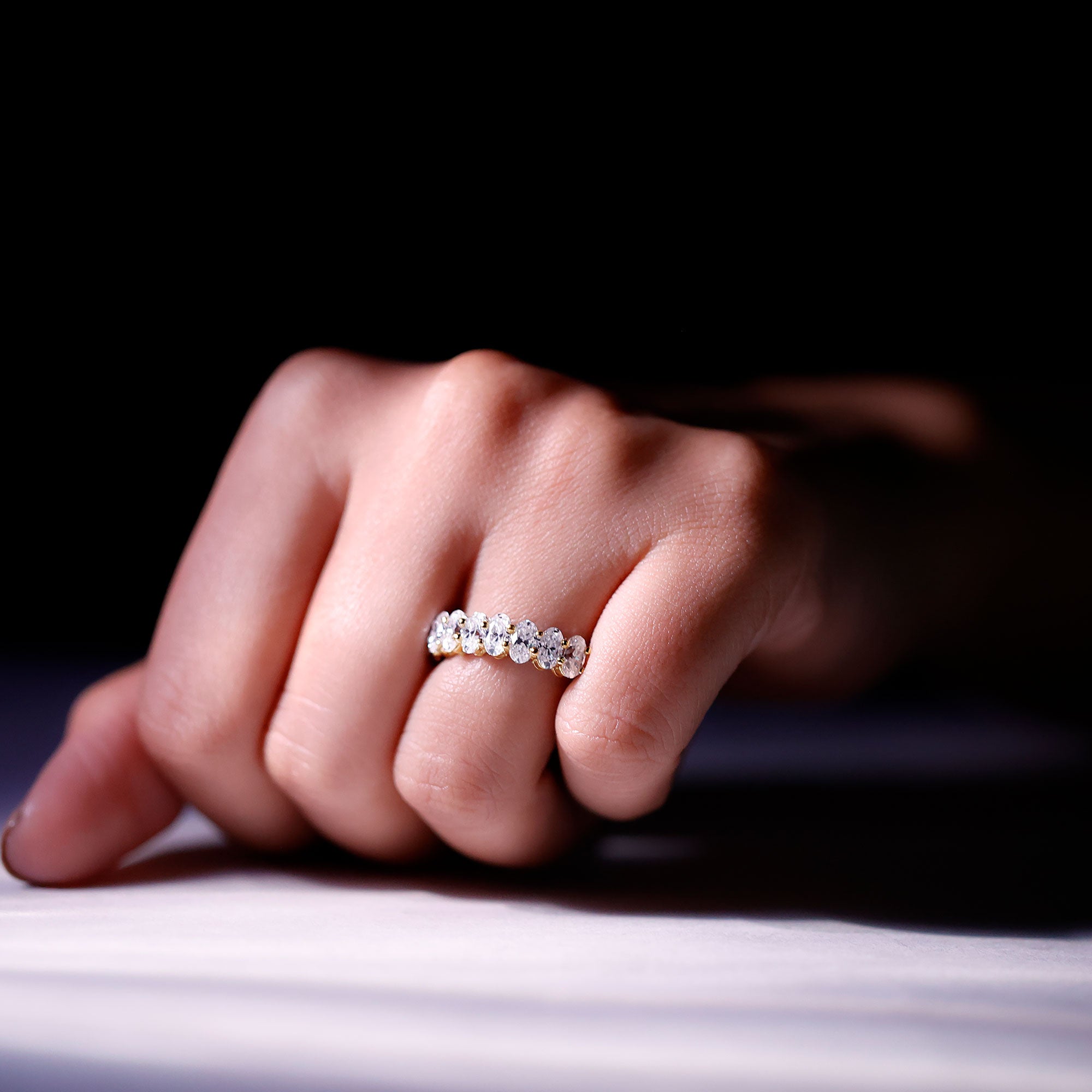 Rosec Jewels-Brilliant Cut Oval Diamond Semi Eternity Ring for Women