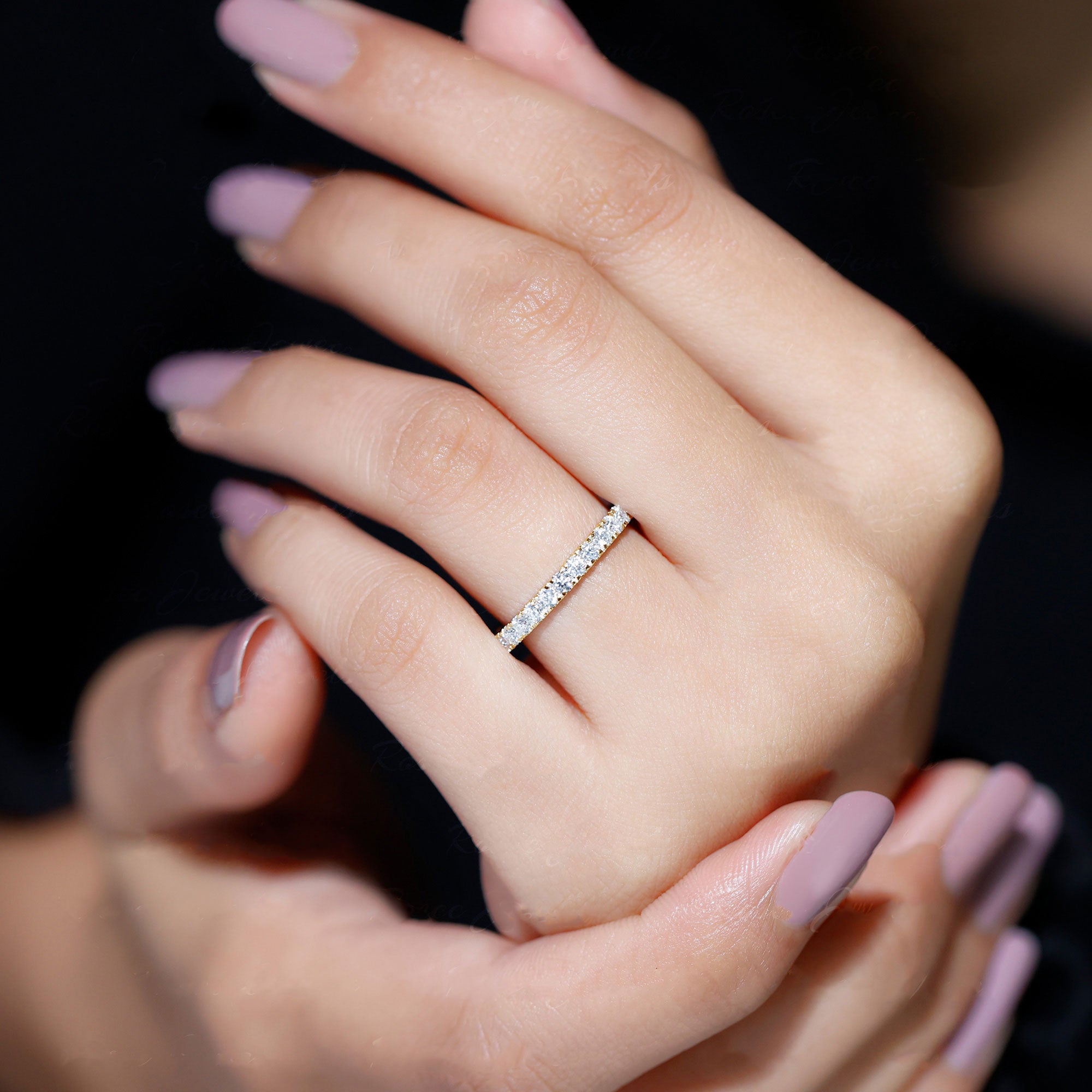 Rosec Jewels-Round Cut Lab Grown Diamond Stackable Eternity Ring