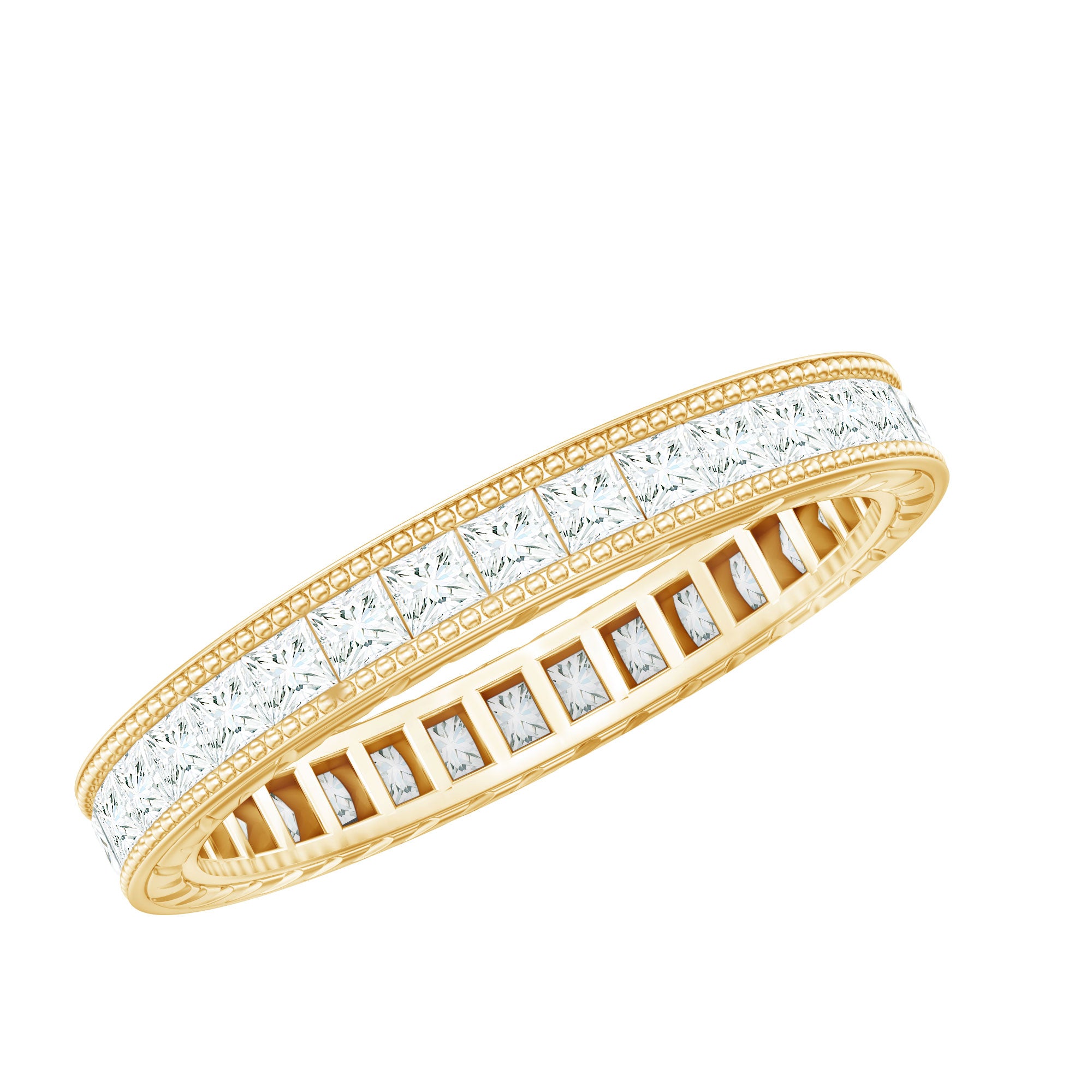 Rosec Jewels-Certified Lab Created Diamond Princess Cut Wedding Band