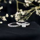 IGI Certified 1 Carat Lab Grown Diamond Princess Cut Engagement Ring with Band Lab - ( EF-VS ) - Rosec Jewels