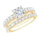 IGI Certified 1 Carat Lab Grown Diamond Princess Cut Engagement Ring with Band Lab - ( EF-VS ) - Rosec Jewels