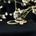 IGI Certified 1 Carat Lab Grown Diamond Princess Cut Engagement Ring with Band Lab - ( EF-VS ) - Rosec Jewels