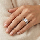 5 Carat IGI Certified Princess Cut Lab Diamond Engagement Ring with Band Lab - ( EF-VS ) - Rosec Jewels