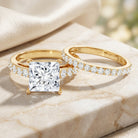 5 Carat IGI Certified Princess Cut Lab Diamond Engagement Ring with Band Lab - ( EF-VS ) - Rosec Jewels