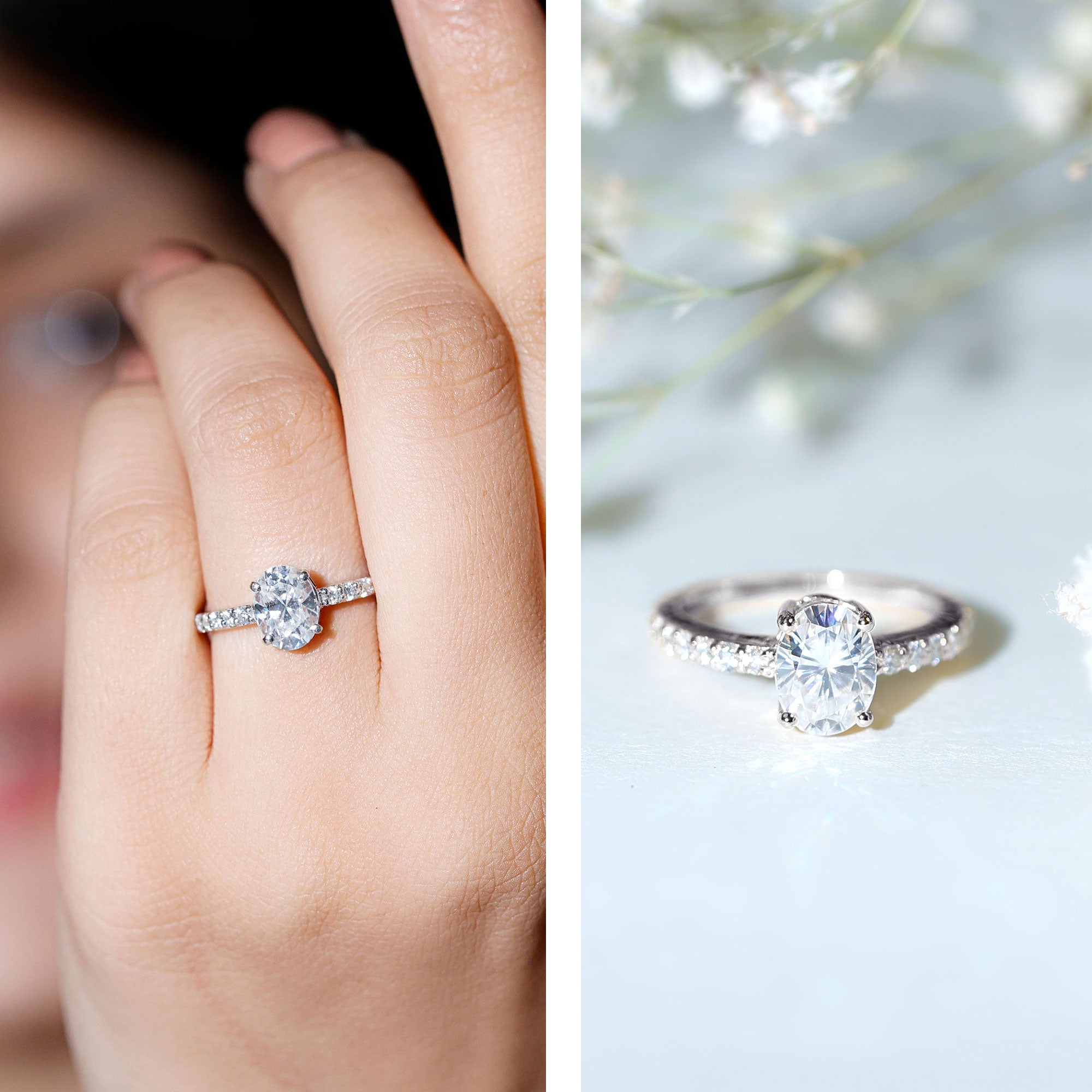 1.2 Carat Oval Shaped Lab Grown Diamond Engagement Ring with IGI Certificate Lab - ( E-VS1 ) - Rosec Jewels