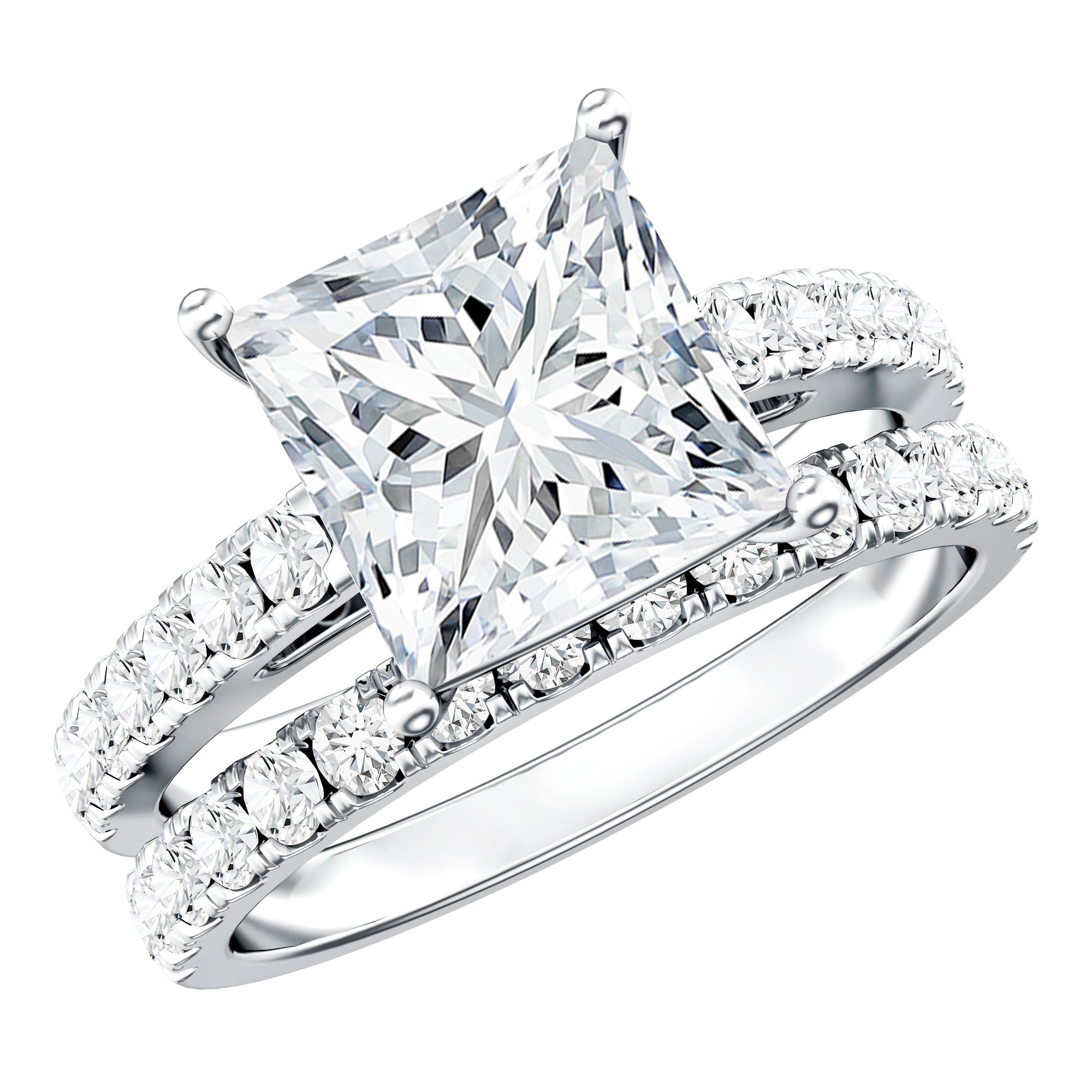IGI Certified Huge 5 Carat Lab Grown Diamond Engagement Wedding Ring Set Lab - ( E-VS1 ) - Rosec Jewels