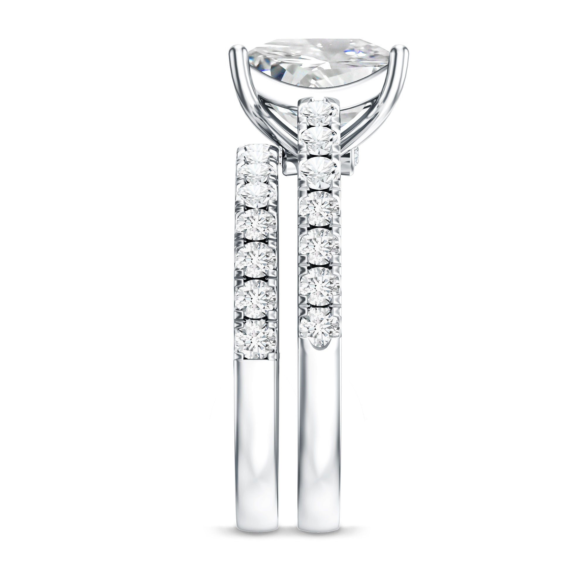 IGI Certified Huge 5 Carat Lab Grown Diamond Engagement Wedding Ring Set Lab - ( E-VS1 ) - Rosec Jewels