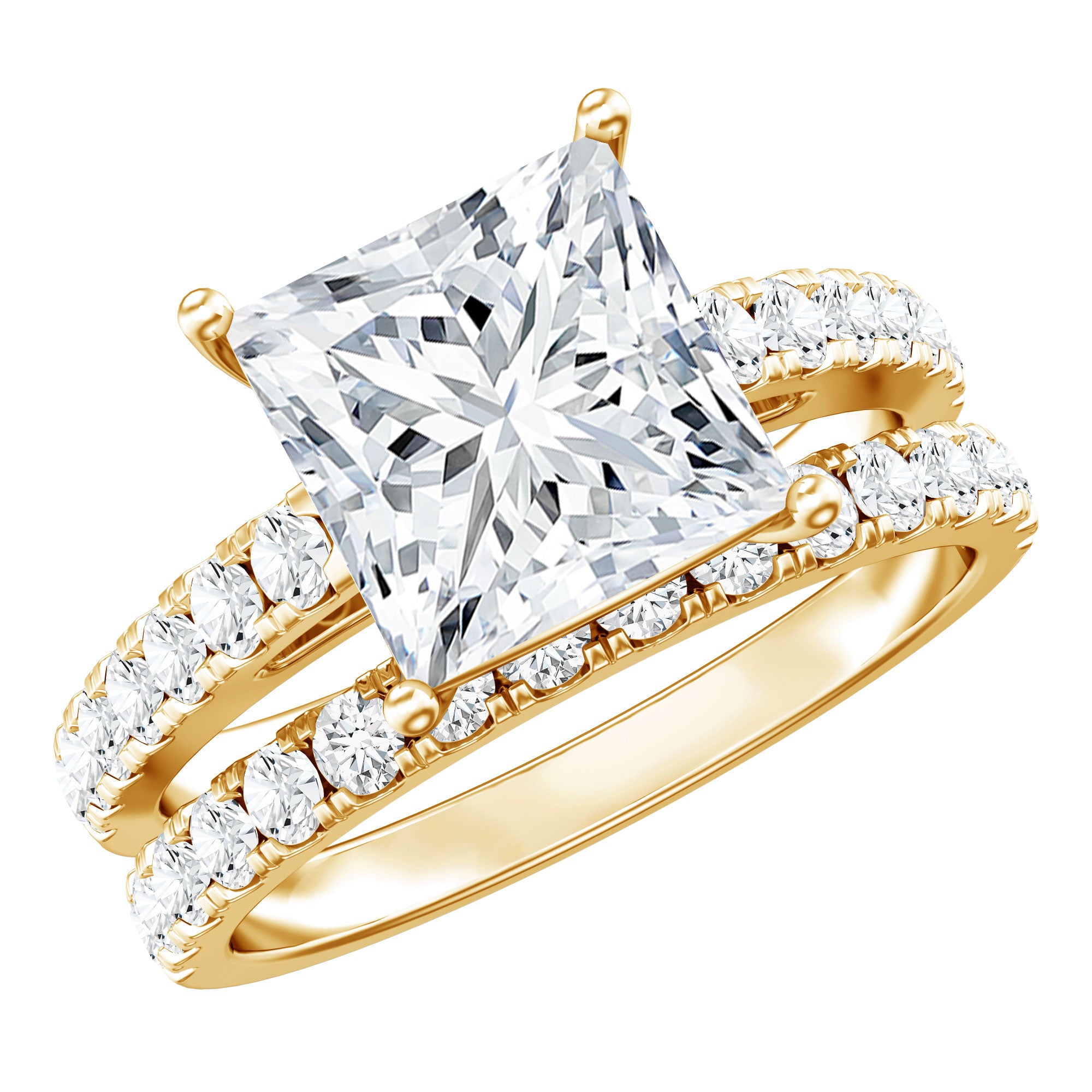 IGI Certified Huge 5 Carat Lab Grown Diamond Engagement Wedding Ring Set Lab - ( E-VS1 ) - Rosec Jewels