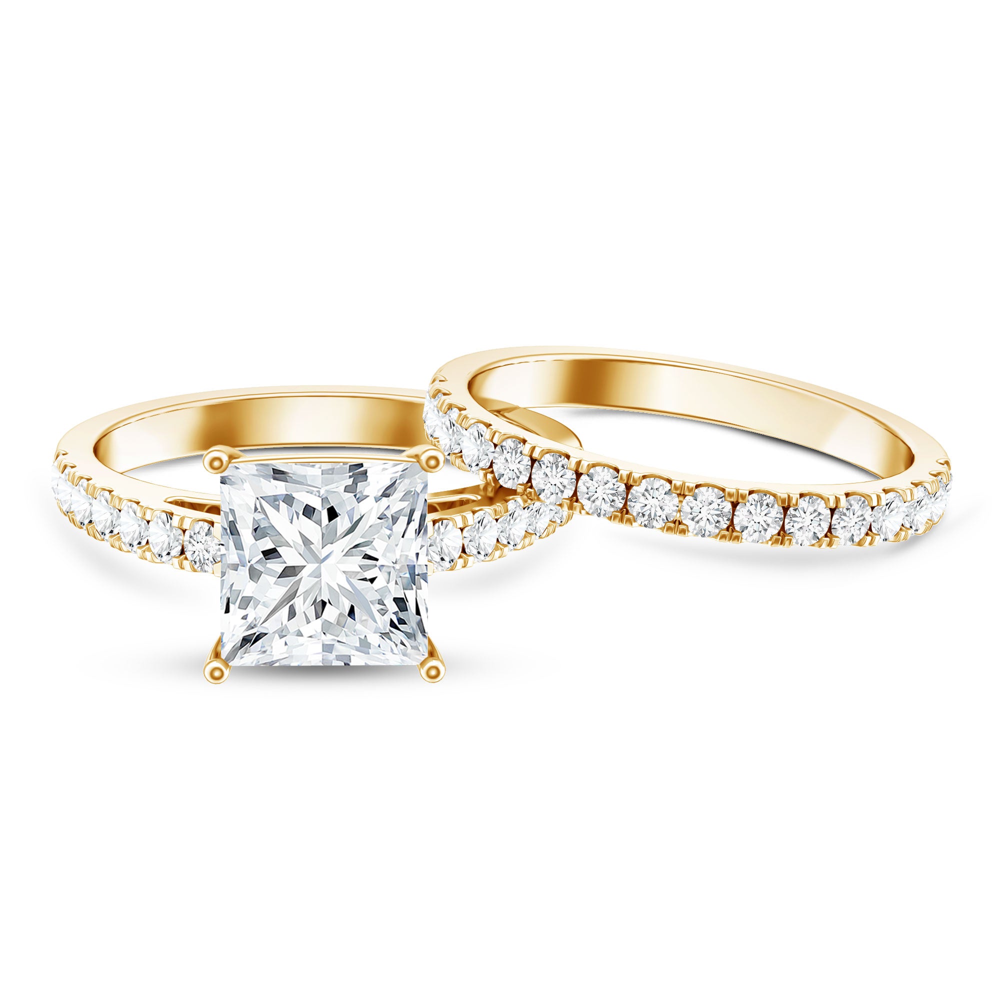 IGI Certified Huge 5 Carat Lab Grown Diamond Engagement Wedding Ring Set Lab - ( E-VS1 ) - Rosec Jewels