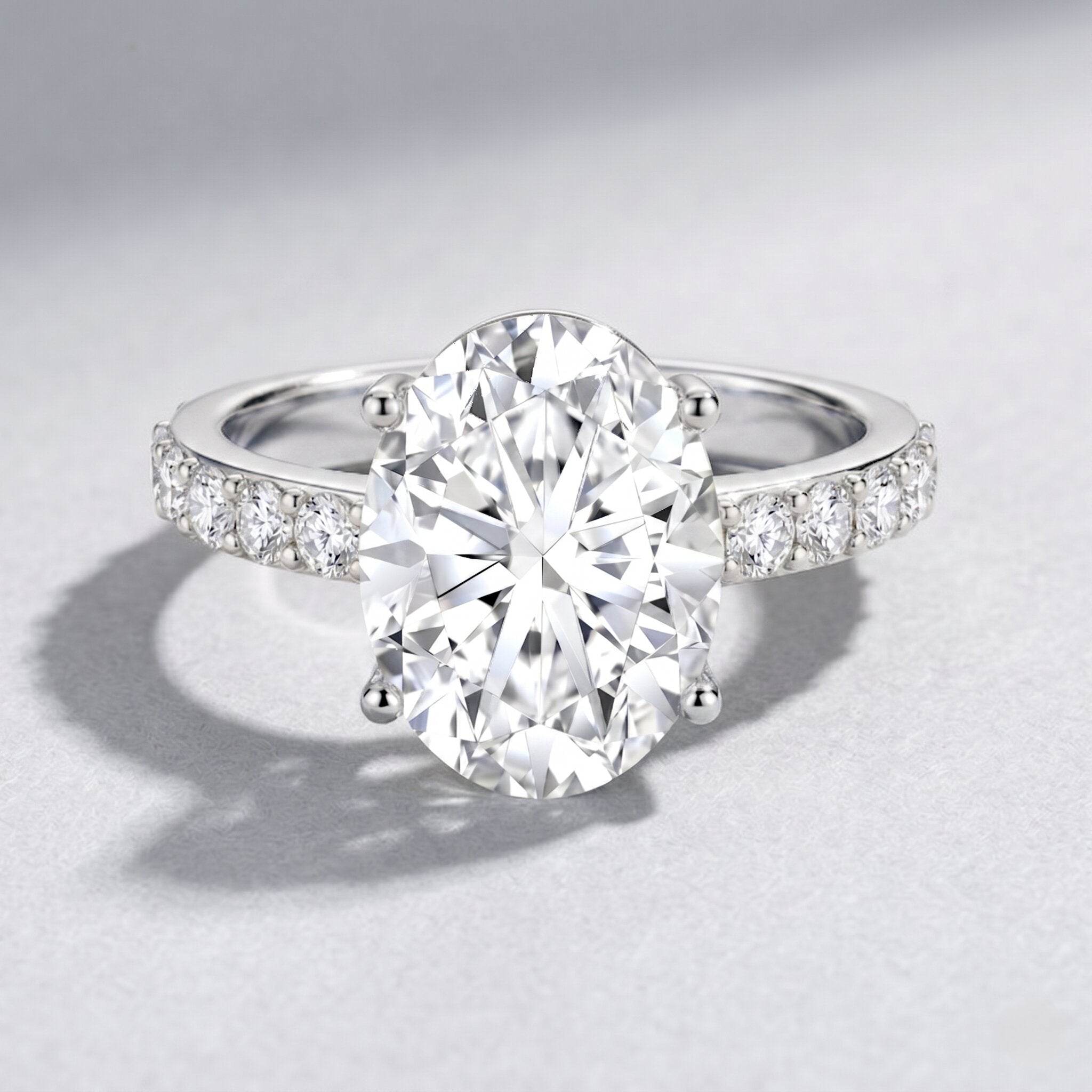 IGI Certified 3 Carat Lab Grown Oval Diamond Engagement Ring for Women Lab - ( EF-VS ) - Rosec Jewels