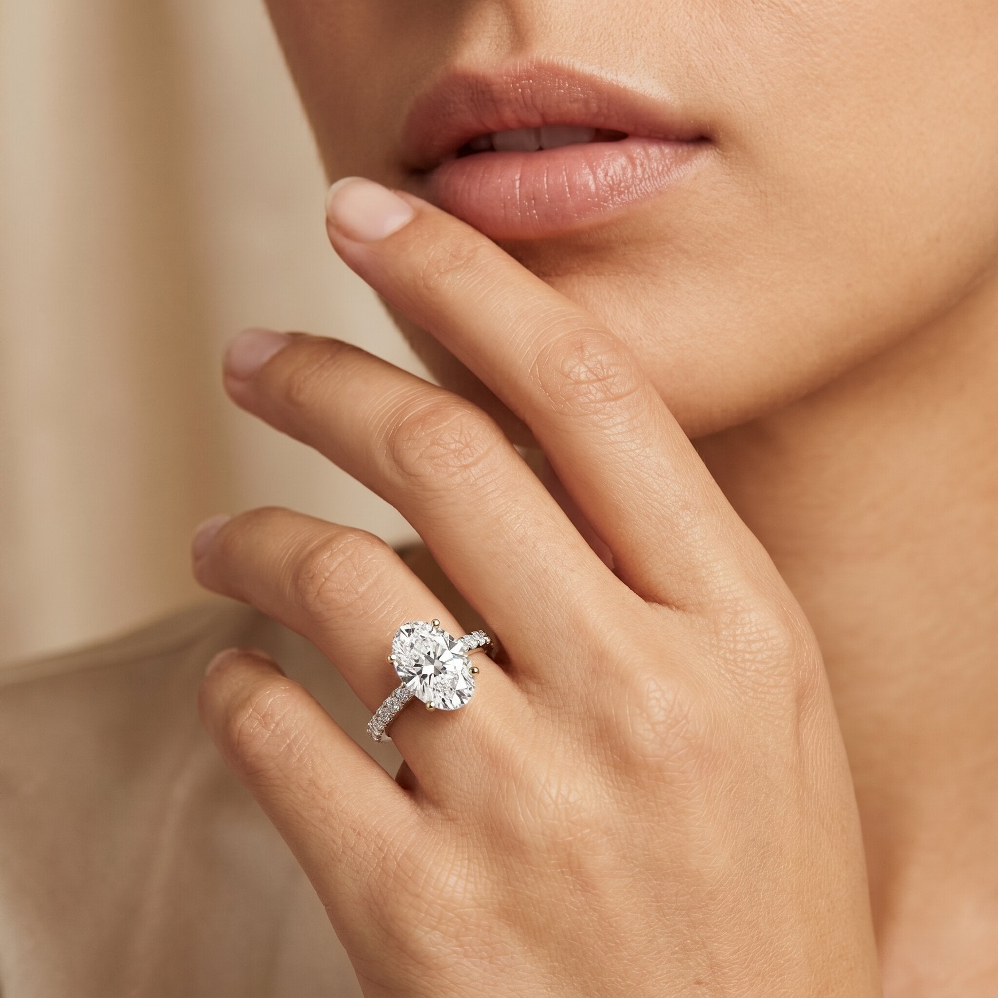 IGI Certified 3 Carat Lab Grown Oval Diamond Engagement Ring for Women Lab - ( EF-VS ) - Rosec Jewels