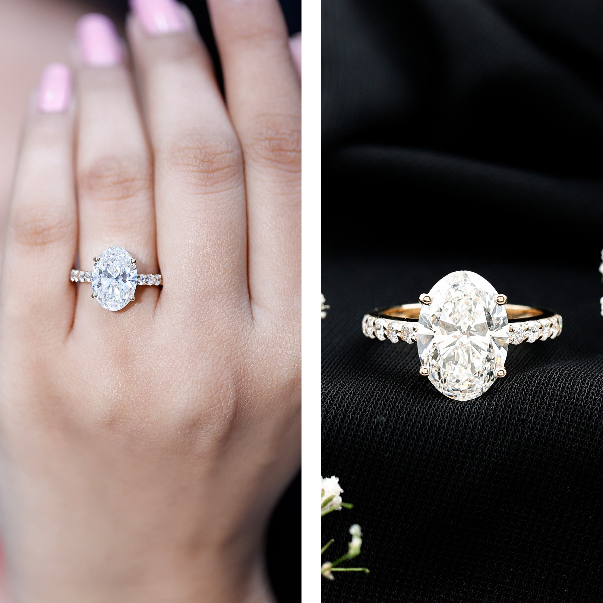 IGI Certified 3 Carat Lab Grown Oval Diamond Engagement Ring for Women Lab - ( E-VS1 ) - Rosec Jewels