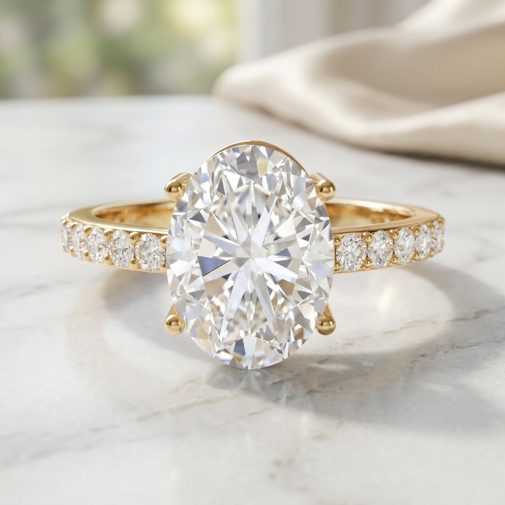 IGI Certified 3 Carat Lab Grown Oval Diamond Engagement Ring for Women Lab - ( EF-VS ) - Rosec Jewels