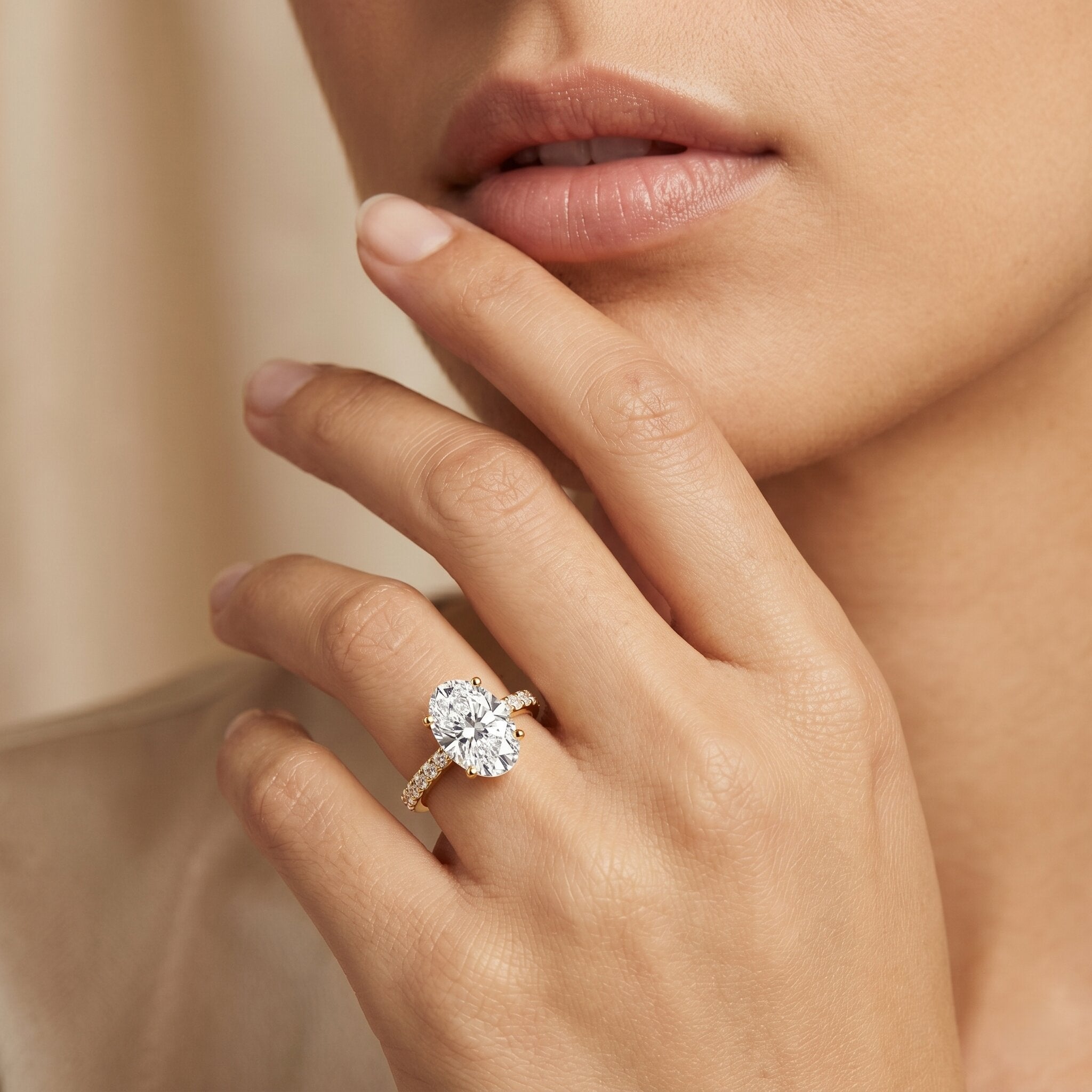 IGI Certified 3 Carat Lab Grown Oval Diamond Engagement Ring for Women Lab - ( EF-VS ) - Rosec Jewels