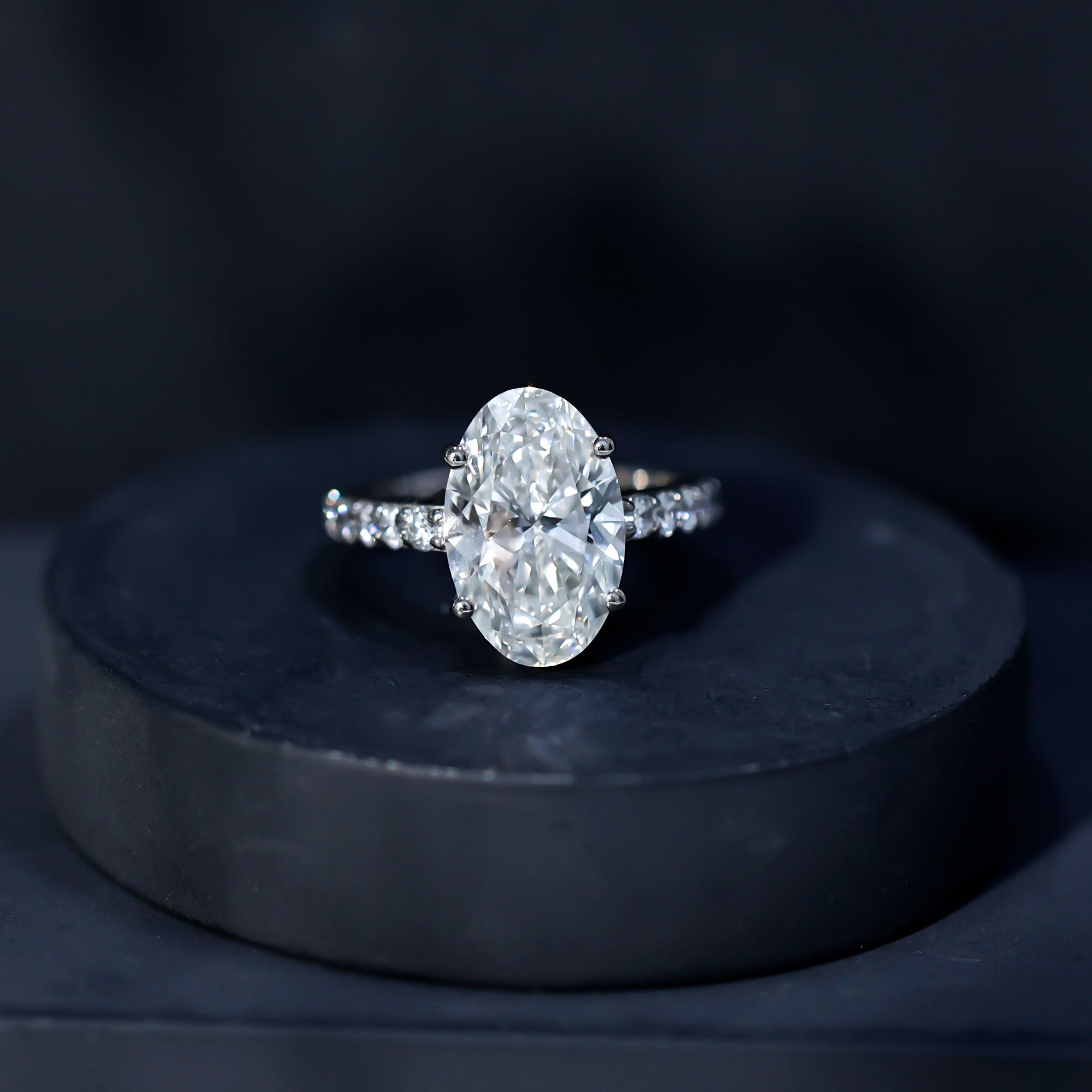 5 Carat Big Lab Grown Diamond Oval Engagement Ring with IGI Certificate Lab - ( E-VS1 ) - Rosec Jewels