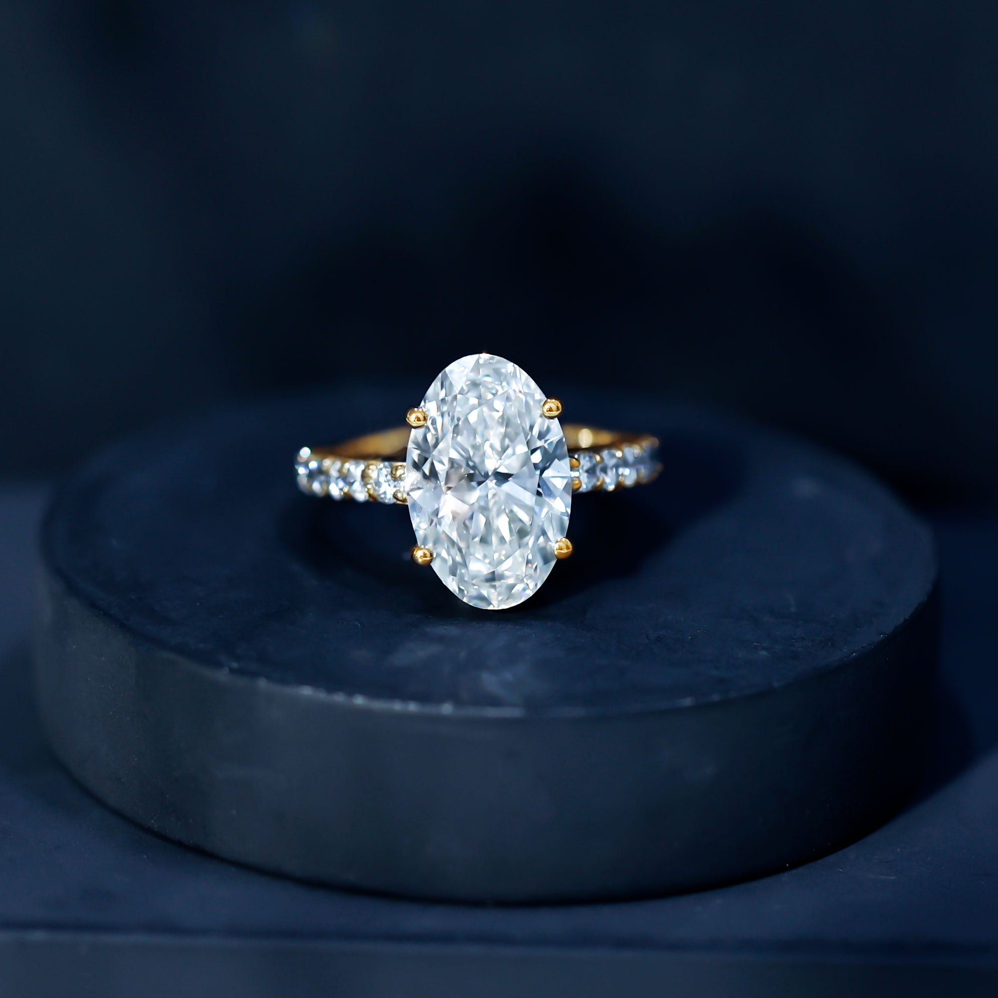 5 Carat Big Lab Grown Diamond Oval Engagement Ring with IGI Certificate Lab - ( E-VS1 ) - Rosec Jewels