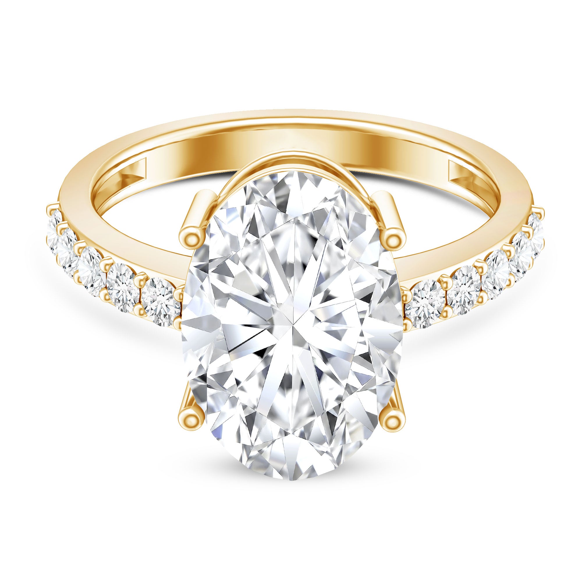 5 Carat Big Lab Grown Diamond Oval Engagement Ring with IGI Certificate Lab - ( E-VS1 ) - Rosec Jewels