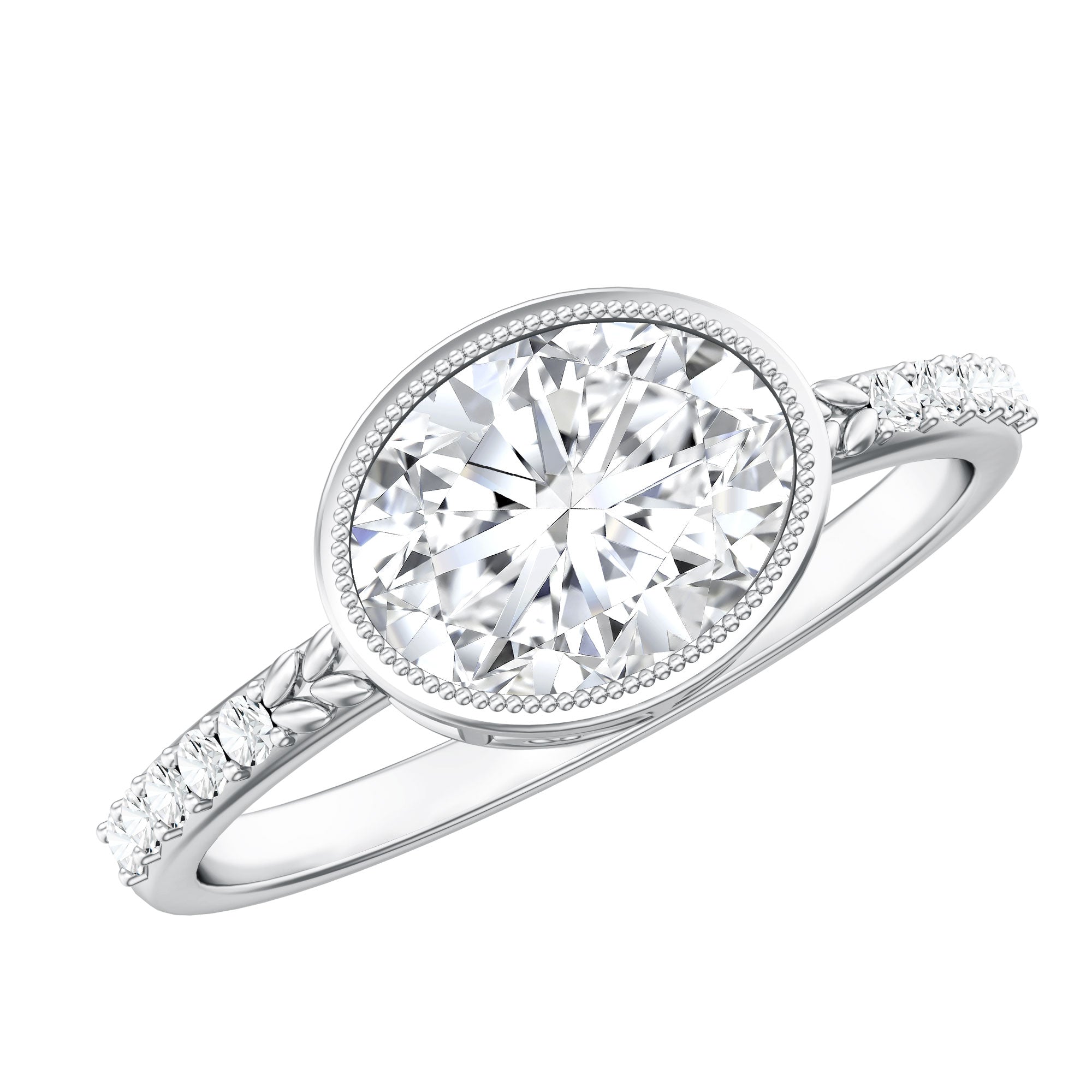 IGI Certified Lab Diamond Engagement Ring with 2 Carat Oval Lab - ( E-VS1 ) - Rosec Jewels
