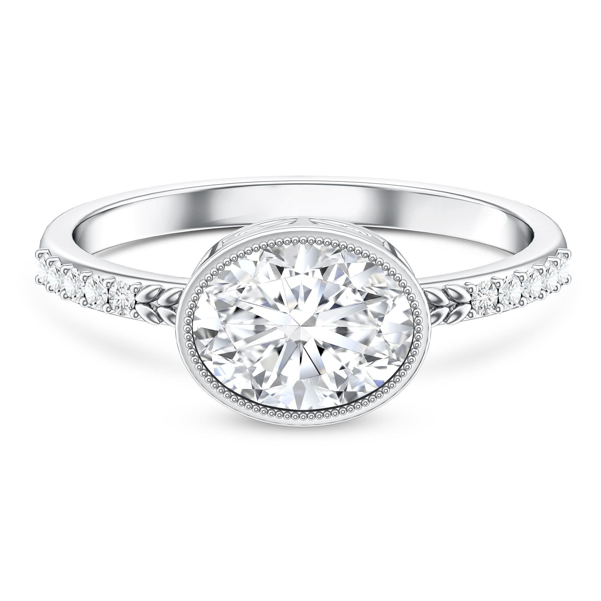 IGI Certified Lab Diamond Engagement Ring with 2 Carat Oval Lab - ( E-VS1 ) - Rosec Jewels