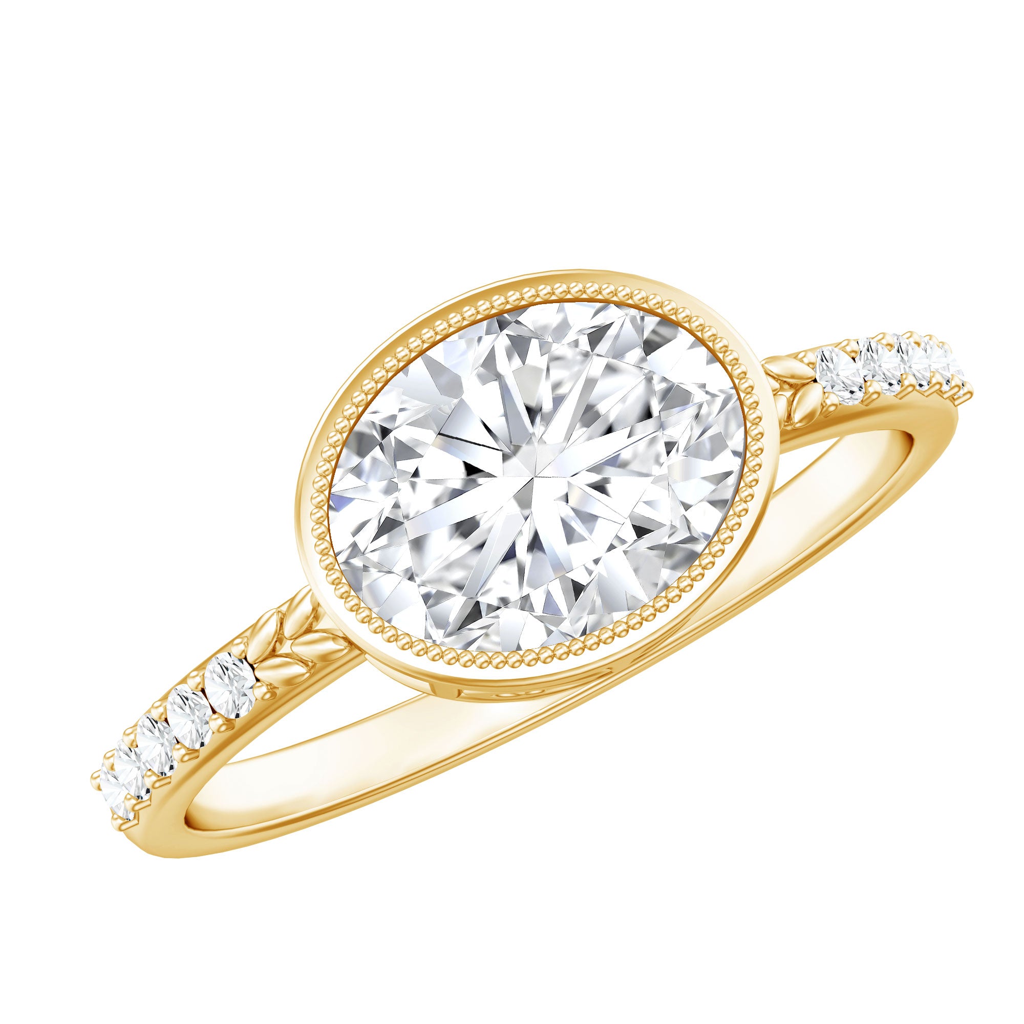 IGI Certified Lab Diamond Engagement Ring with 2 Carat Oval Lab - ( E-VS1 ) - Rosec Jewels