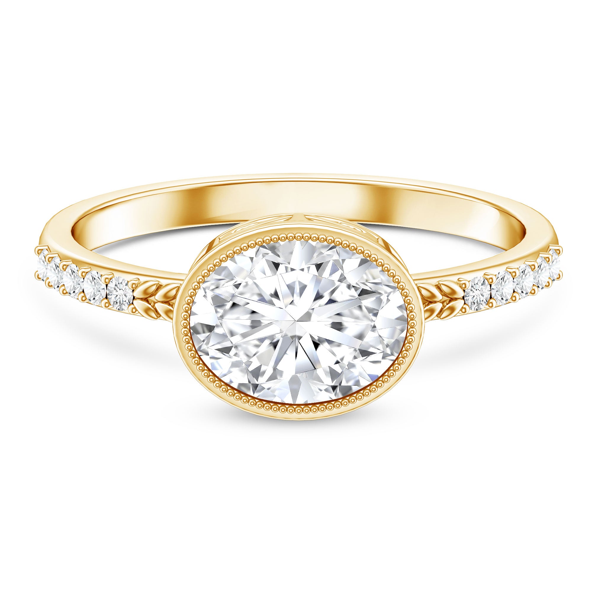 IGI Certified Lab Diamond Engagement Ring with 2 Carat Oval Lab - ( E-VS1 ) - Rosec Jewels