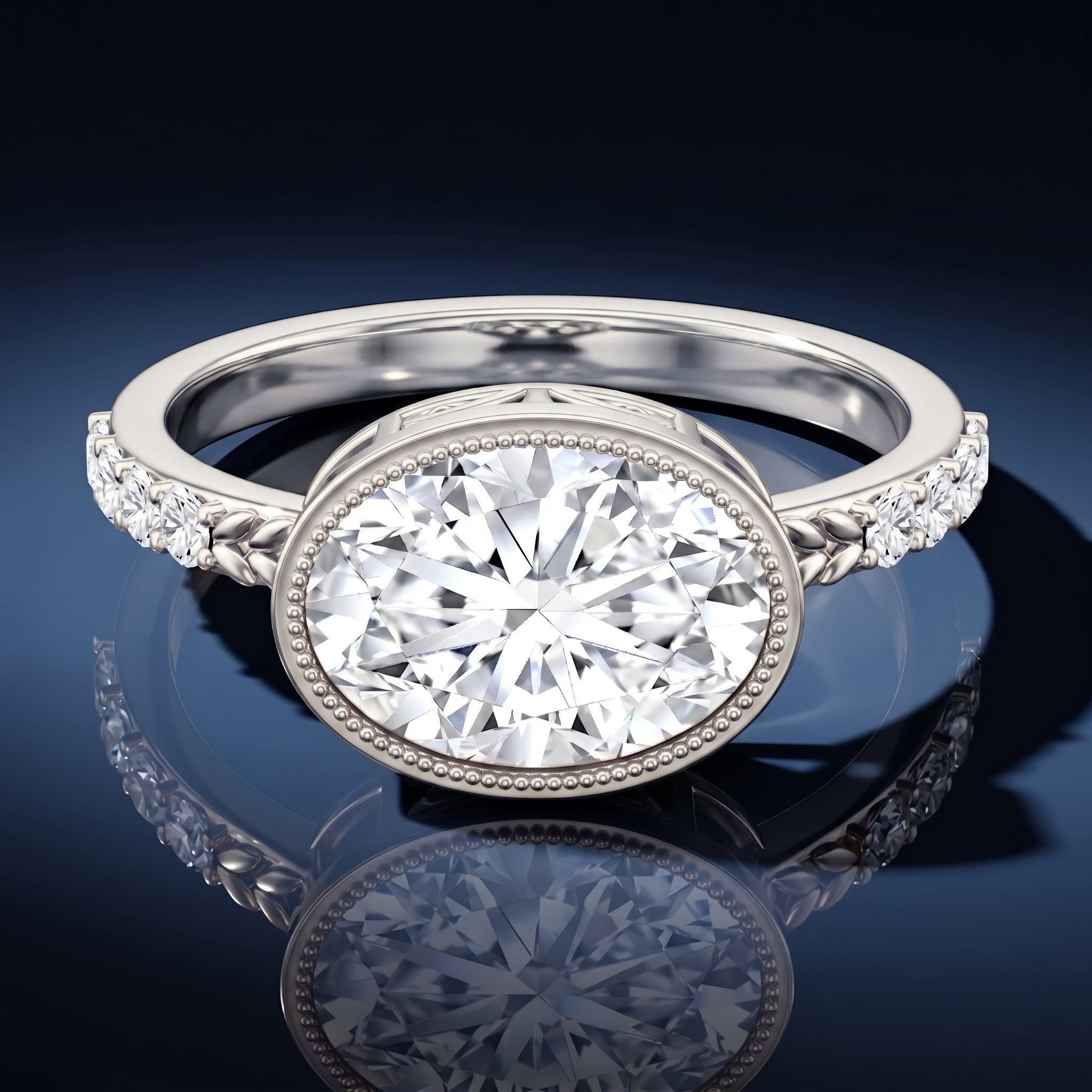 3 Carat Big Lab Grown Diamond Bezel Set Engagement Ring with IGI Certificate Lab - ( E-VS1 ) - Rosec Jewels