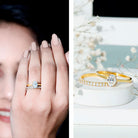 IGI Certified Lab Grown Diamond Oval Engagement Ring with Wedding Band Lab - ( E-VS1 ) - Rosec Jewels