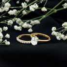 IGI Certified Lab Grown Diamond Oval Engagement Ring with Wedding Band Lab - ( E-VS1 ) - Rosec Jewels