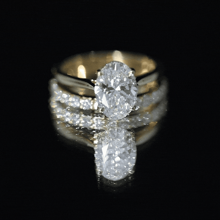 IGI Certified 2 Carat Oval Lab Grown Diamond Bridal Ring Set of 2 Lab - ( E-VS1 ) - Rosec Jewels