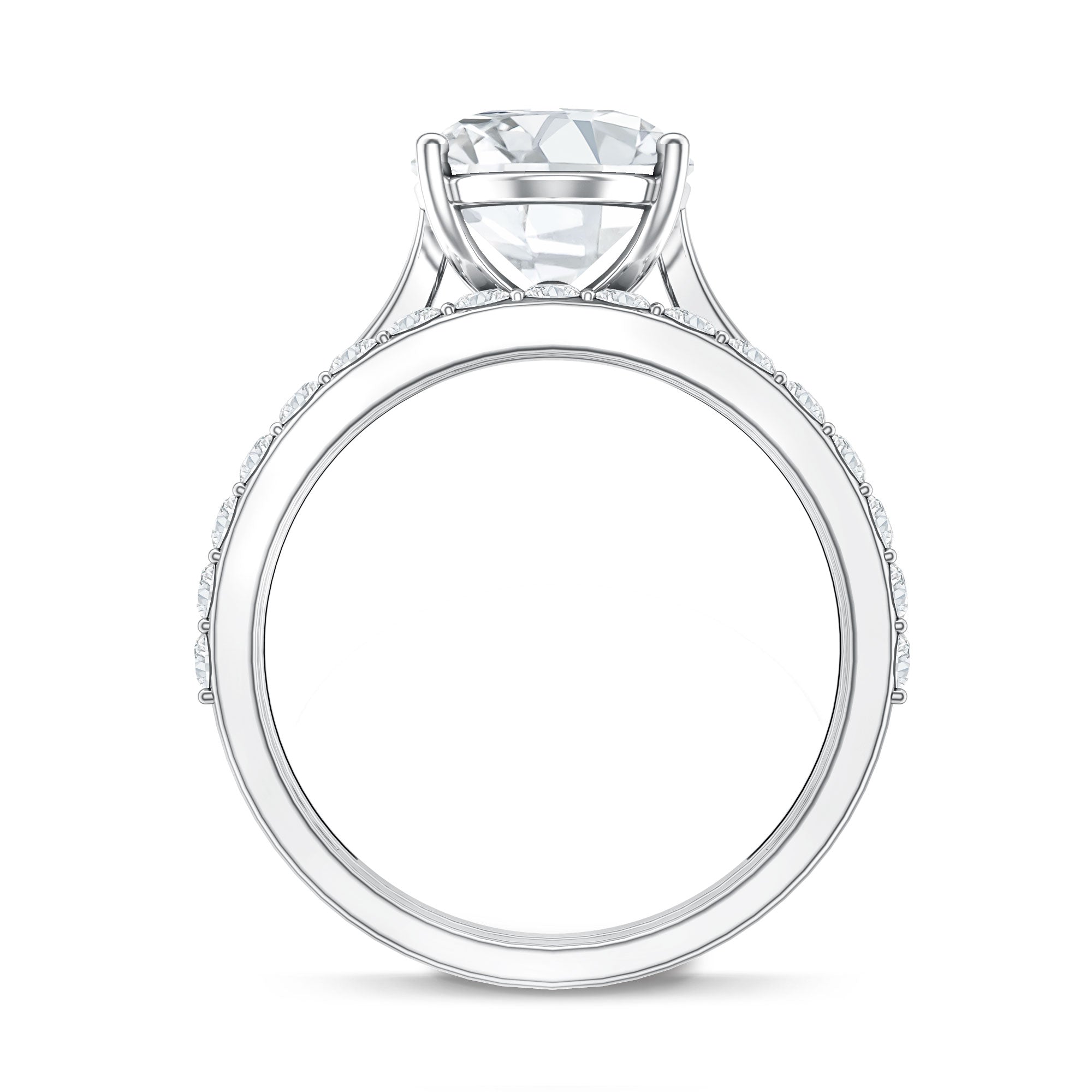 Rosec Jewels-Oval Shaped 3 Carat Lab Grown Diamond Solitaire Bridal Ring Set with IGI Certificate