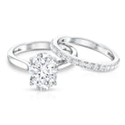 Rosec Jewels-Oval Shaped 3 Carat Lab Grown Diamond Solitaire Bridal Ring Set with IGI Certificate