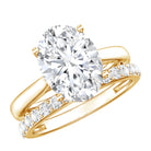 Rosec Jewels-Oval Shaped 3 Carat Lab Grown Diamond Solitaire Bridal Ring Set with IGI Certificate