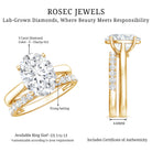Rosec Jewels-Oval Shaped 3 Carat Lab Grown Diamond Solitaire Bridal Ring Set with IGI Certificate