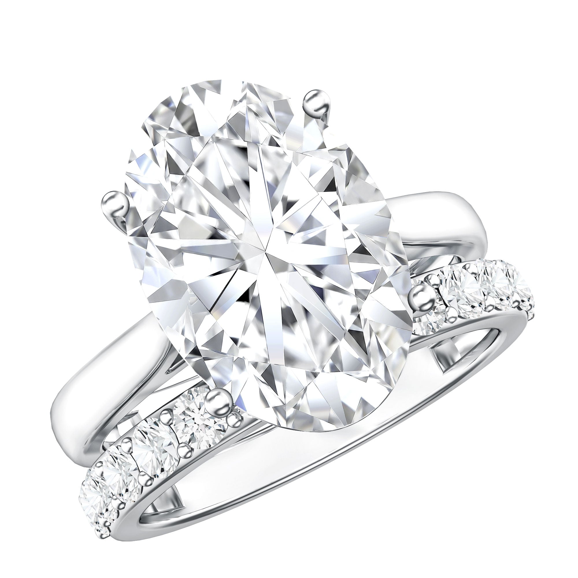 Rosec Jewels-IGI Certified 4 Carat Lab Grown Diamond Oval Wedding Ring Set for Women