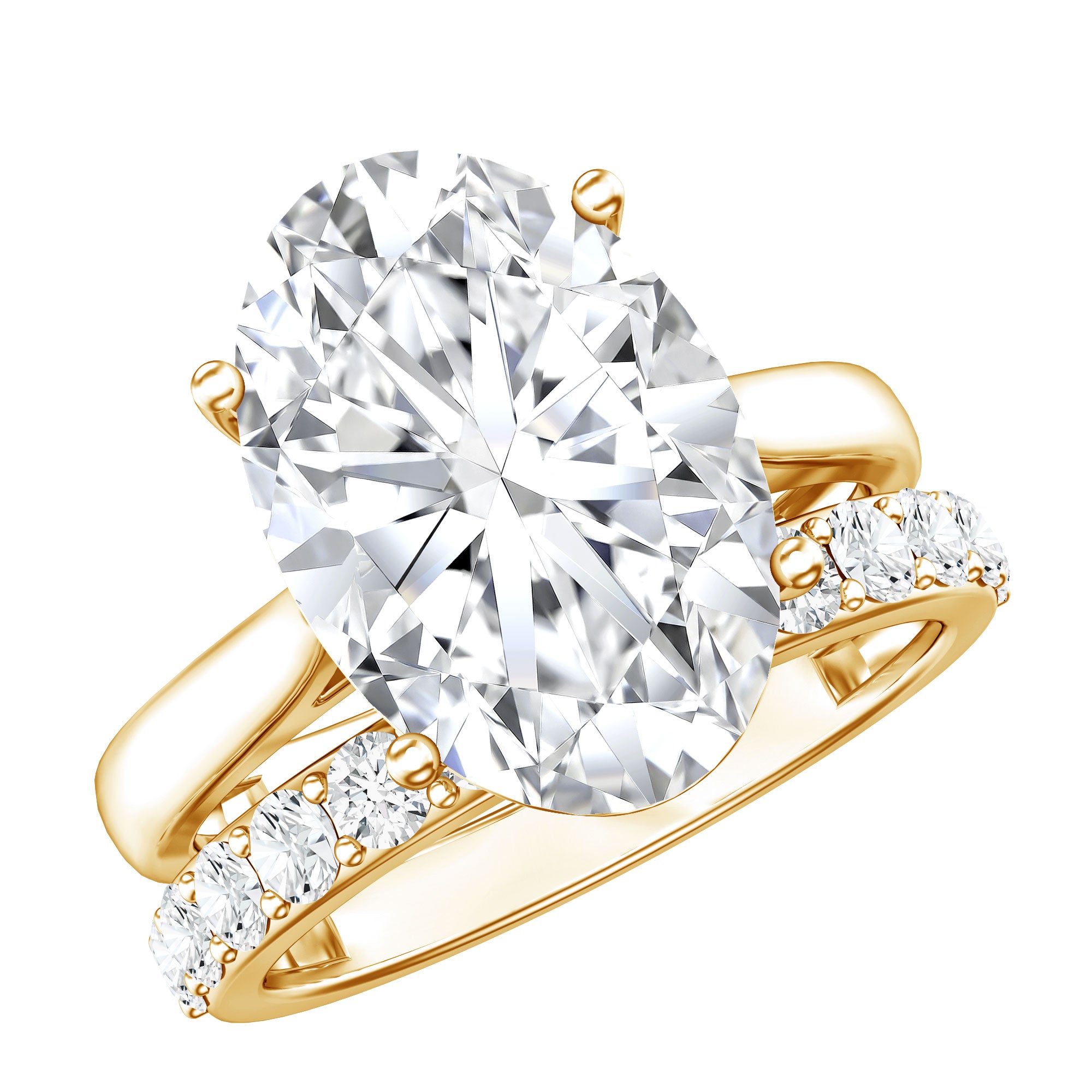 Rosec Jewels-IGI Certified 4 Carat Lab Grown Diamond Oval Wedding Ring Set for Women