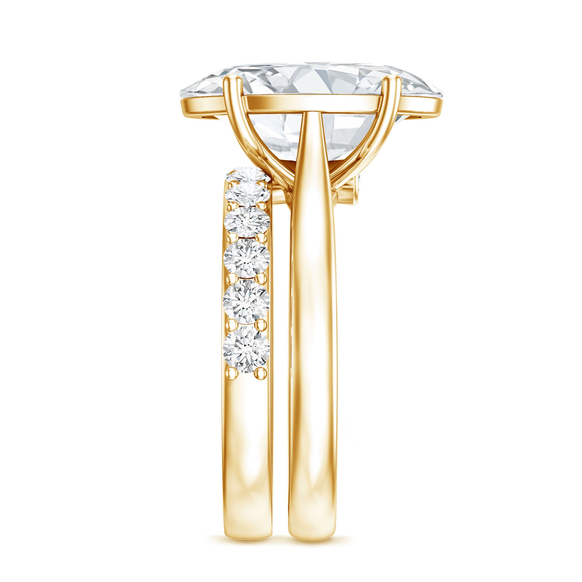 Rosec Jewels-IGI Certified 4 Carat Lab Grown Diamond Oval Wedding Ring Set for Women