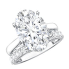 Rosec Jewels-IGI Certified 5 Carat Huge Lab Grown Diamond Oval Engagement Ring with Wedding Band