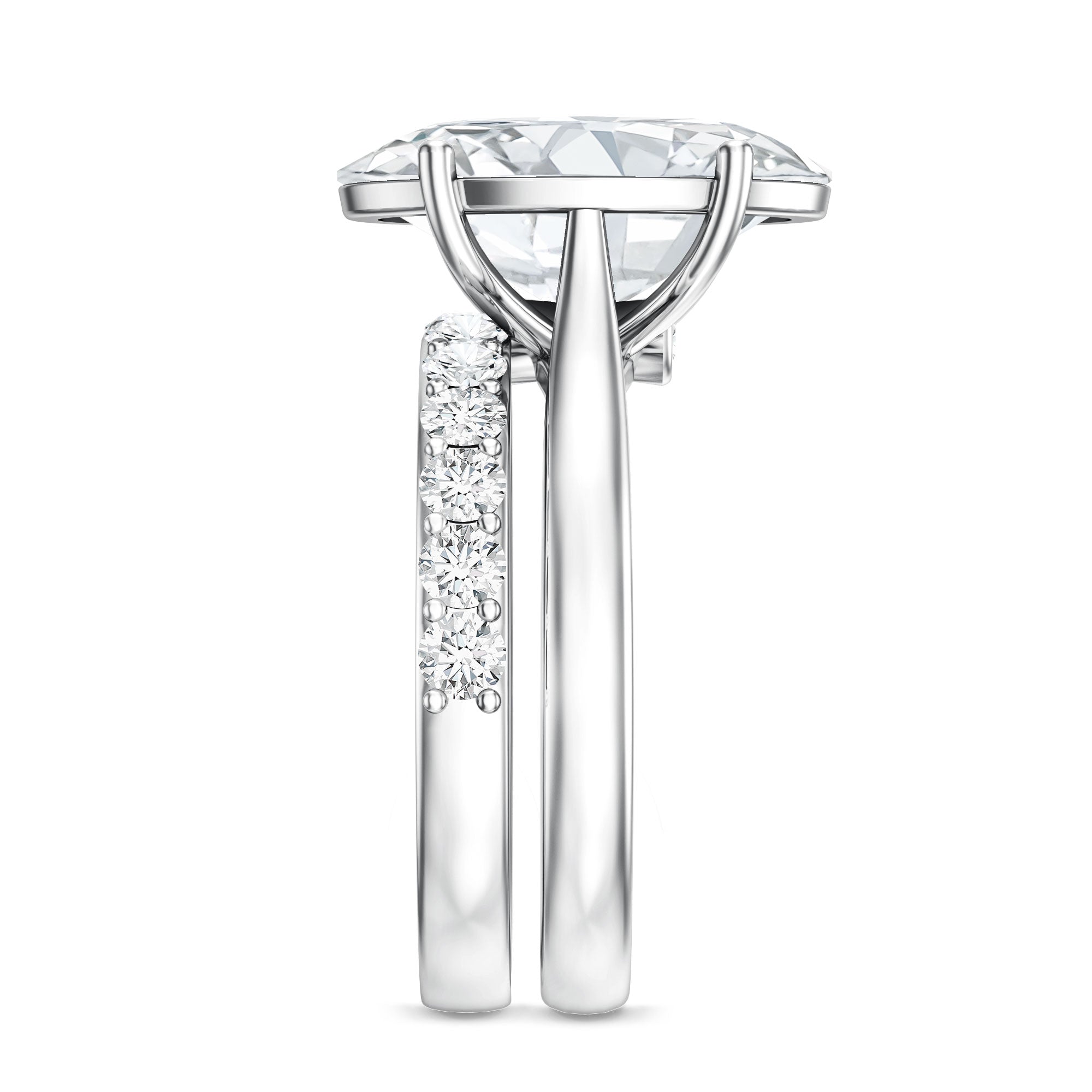 Rosec Jewels-IGI Certified 5 Carat Huge Lab Grown Diamond Oval Engagement Ring with Wedding Band