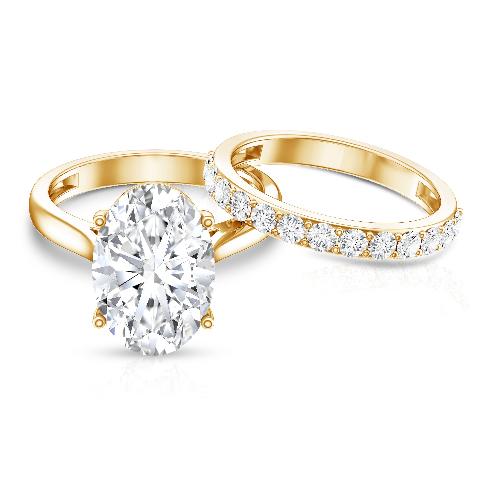 Rosec Jewels-IGI Certified 5 Carat Huge Lab Grown Diamond Oval Engagement Ring with Wedding Band