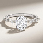 IGI Certified 2 Carat Lab Grown Diamond Oval Engagement Ring with Spaced Accent Lab - ( EF-VS ) - Rosec Jewels