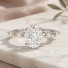 IGI Certified 2 Carat Lab Grown Diamond Oval Engagement Ring with Spaced Accent Lab - ( EF-VS ) - Rosec Jewels
