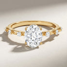 IGI Certified 2 Carat Lab Grown Diamond Oval Engagement Ring with Spaced Accent Lab - ( EF-VS ) - Rosec Jewels