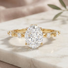 IGI Certified 2 Carat Lab Grown Diamond Oval Engagement Ring with Spaced Accent Lab - ( EF-VS ) - Rosec Jewels